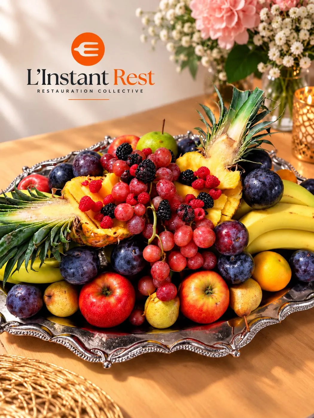 Corbeille de fruits frais dressée pour la soirée IKEA